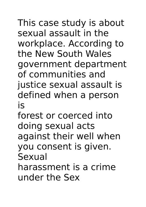 Sexual Harassment Case Study This Case Study Is About Sexual Assault