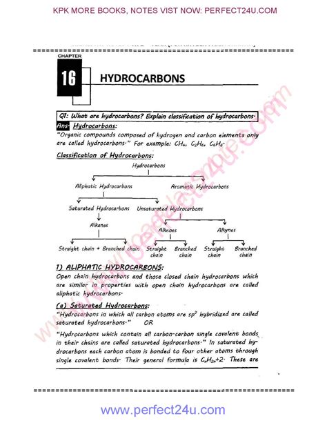 Chemistry Notes Cha 16 Hydrocarbons Class 12 Fsc Part 2 KPK Board