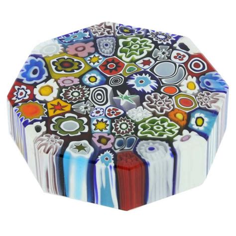 Murano Paperweights Murano Millefiori Octagon Paperweight Large