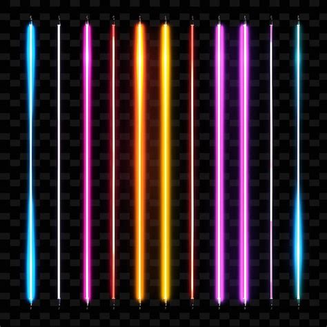 Premium Psd A Row Of Neon Lights On A Black Background