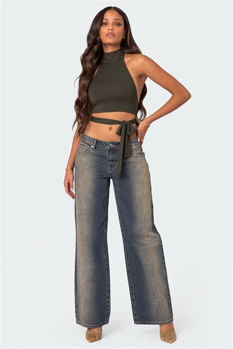 Hamlin Wrap Tie Crop Top Edikted