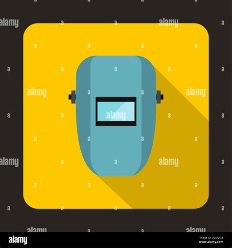 Welding Mask Icon In Flat Style On A Yellow Background Stock Photo Alamy