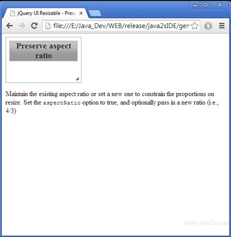 Build Jquery Ui Resizable Preserve Aspect Ratio In Javascript