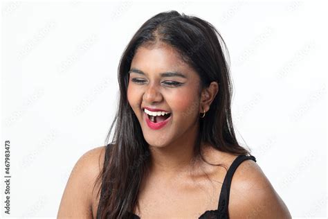 Young Attractive Asian Indian Woman Pose Face Body Expression Mode Emotion On White Background