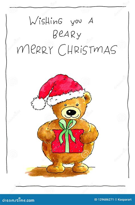 Beary Merry Christmas Greetings Stock Illustration Illustration Of