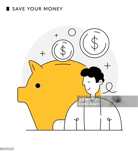 Save Your Money Concept With Piggy Bank And Us Coins High Res Vector