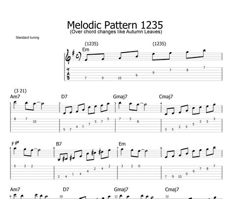 Melodic Pattern 1235 Autumn Leaves Guitar Tab FreewheelinGuitar