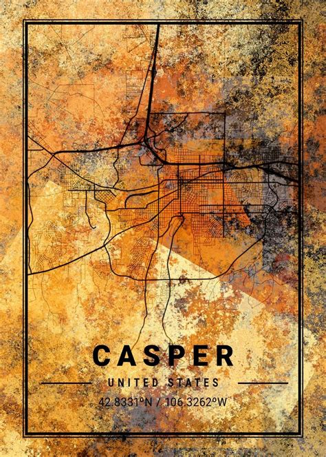 Casper United States Map Poster Picture Metal Print Paint By