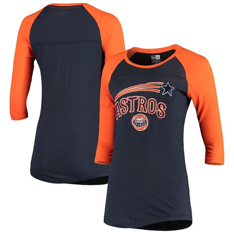 Womens Houston Astros New Era Navy Cooperstown Collection 34 Sleeve T