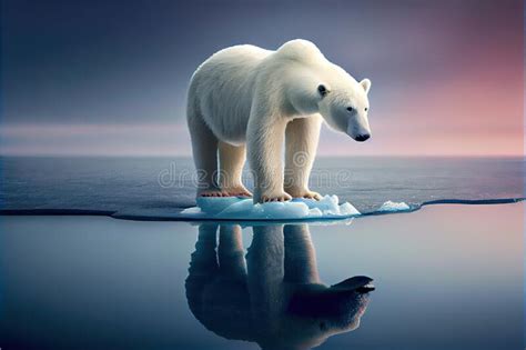 Polar Bear On Melting Ice Stock Illustration Illustration Of Arctic