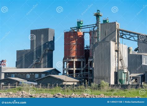 Cement Factory Machinery On A Clear Blue Sunny Day Stock Photo Image