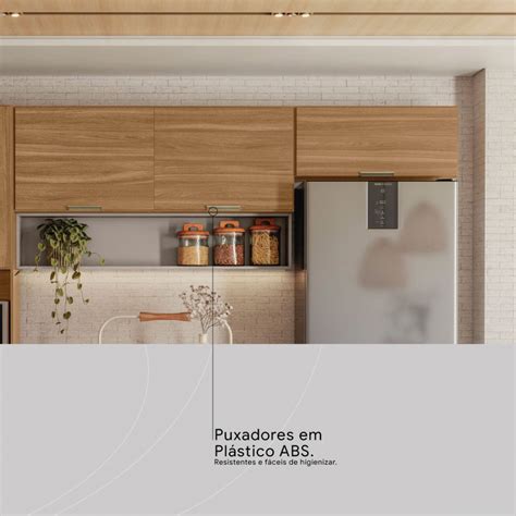 Cozinha Compacta Alba Portas Vidro Amêndola Nude Prime Tx Demóbile