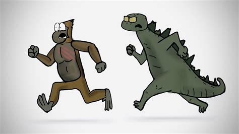 Godzilla And Monkey Running Animation Youtube