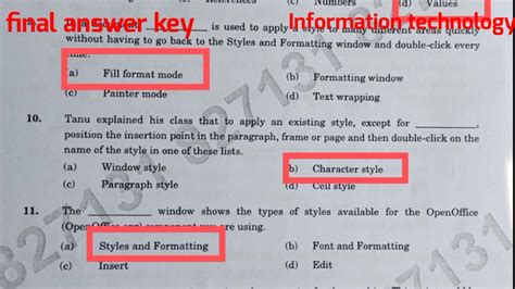 Information Technology Final Answer Key 25 Nov Board Exam Cbse Term 1