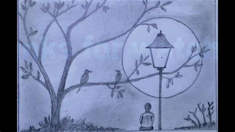 How To Draw Scenery Of Moonlight Night Scene With Pencil Sketch