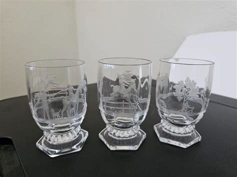 Vintage Heisey Gascony Steeplechase Oz Wine Bar Tumbler Rare Set