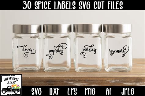 Spice Jar Labels Svg Cut Files