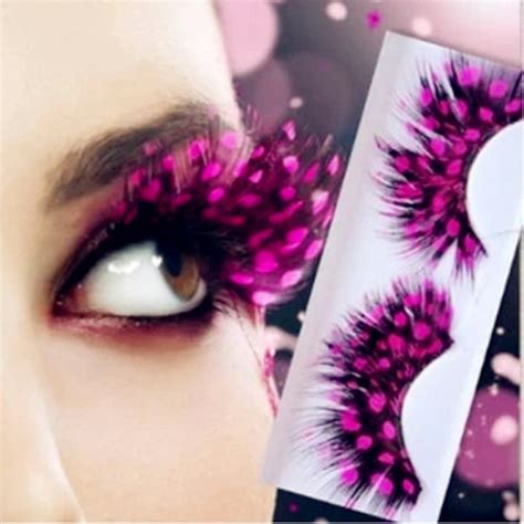 6 Colored Beauty Feather False Lashes Halloween Party Cosplay Fake