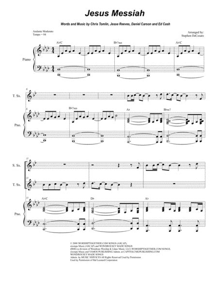 Jesus Messiah Arr Stephen Decesare By Chris Tomlin Sheet Music For Instrumental Duet And