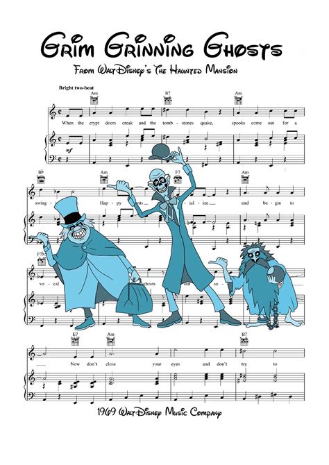 Disney Haunted Mansion Grim Grinning Ghosts With Sheet Music Etsy