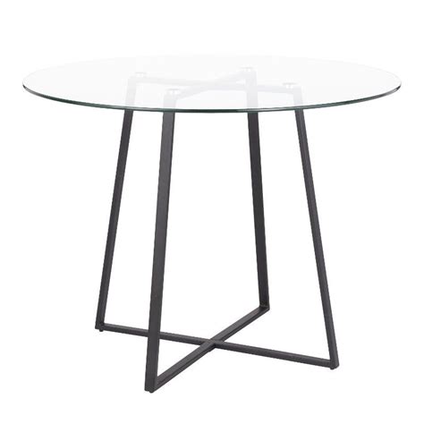 Contemporary Clear Glass And Black Round Dining Room Table Cosmo Glass Round Dining Table