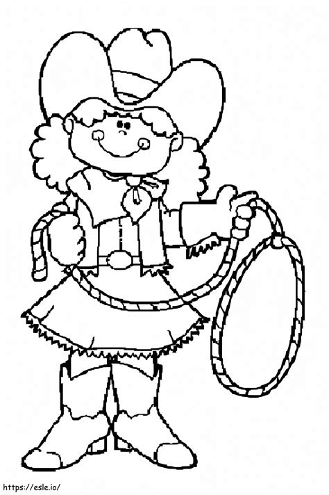 Happy Cowgirl Coloring Page