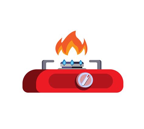 Gas Stove Mini Red Icon Symbol In Cartoon Flat Illustration Vector