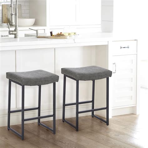 Buy Maison Arts Grey Bar Stools Set Of 2 Counter Height 24 Inches