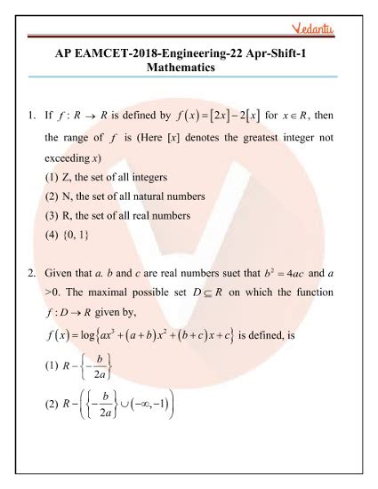 Ap Eamcet 2018 Previous Year Question Papers With Solutions 22nd