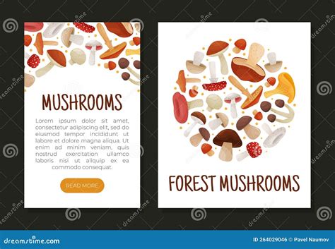 Mushroom Banner Design with Edible Agaric Forest Growing Food Vector Template Stock Vector ...