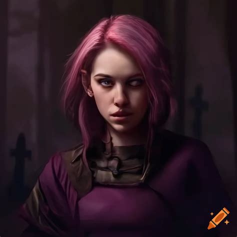 Portrait Of A Woman With Light Pink Hair On Craiyon