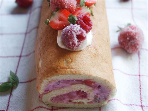 Raspberry Strawberry And Basil Roulade Recipe The Good Life France