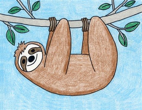 Easy How To Draw A Sloth Tutorial Video And Sloth Coloring Page Sloth