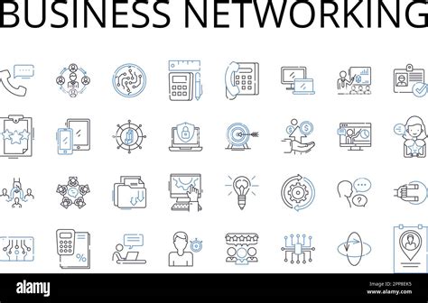 Colecci N De Iconos De L Nea De Redes De Negocios Conexiones