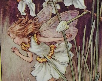 Flower Fairy Mounted Vintage Print Snowdrop Fairy Cicely Mary Barker