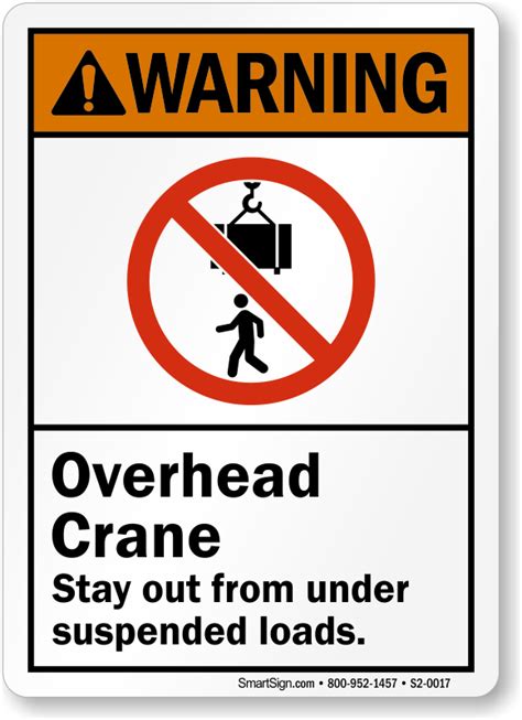 Overhead Ansi Crane Suspended Loads Warning Sign