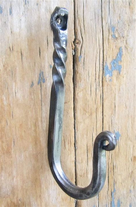 Hand Forged Twisted Metal Wall Hook Blacksmith Made Wrought Etsy