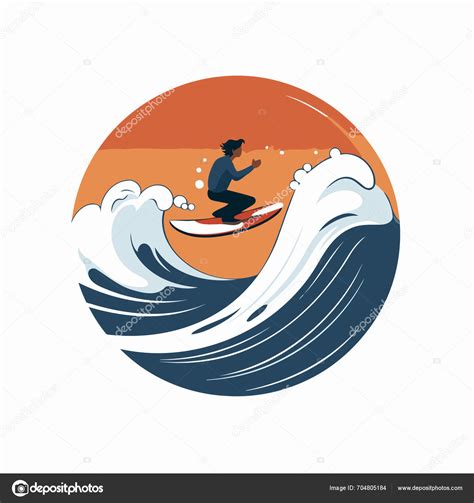 Surfer Wave Vector Illustration White Background Stock Vector by ...