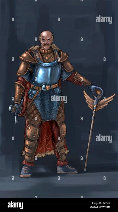 Concept Art Fantasy Illustration of Warrior Knight in Armor With Sword ...