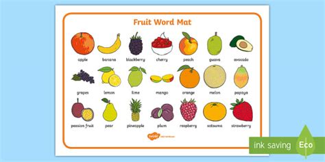 Fruit Word Mat Teacher Made