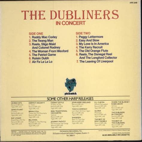 The Dubliners In Concert Irish Vinyl LP Album LP Record 783617