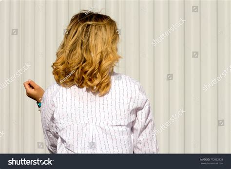 Gorgeous Blonde Long Hair Girls Backside Stock Photo 772632328