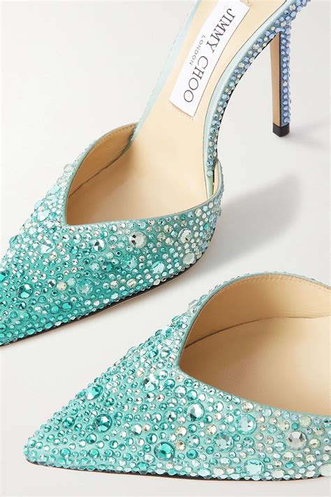 Jimmy Choo Saeda 100 Crystal Embellished Satin Pumps Net A Porter