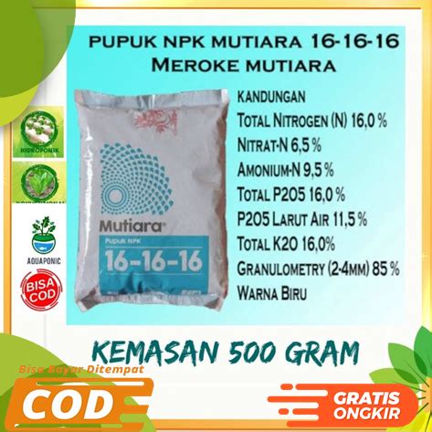 Pupuk Npk Mutiara Meroke Kemasan Pabrik Gram Lazada