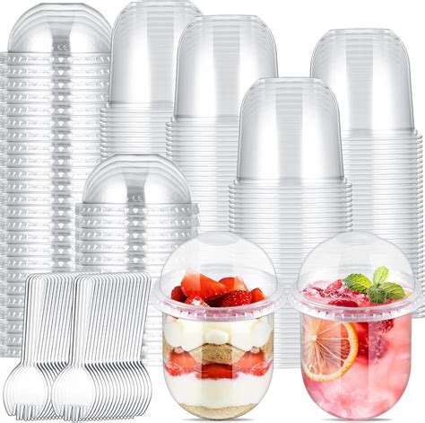 Amazon Rtteri Pack Clear Plastic Dessert Cups With Lids And