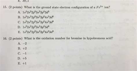 Solved E. HO 15. (2 points) What is the ground state | Chegg.com