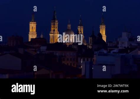 Urban view of Zaragoza, Spain with the Cathedral Basilica of Our Lady ...