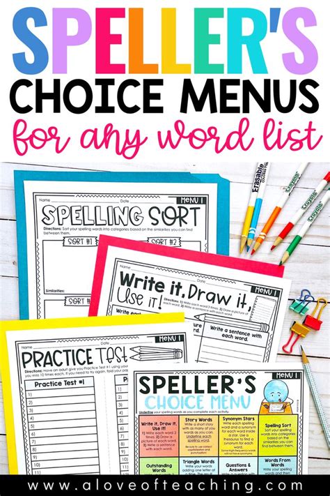 Spelling Practice Activities Any List Of Words Word Work Choice Boards