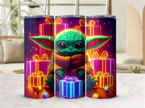 Baby Yoda Christmas Tumbler Wrap PNG 20oz Skinny Sublimation Etsy