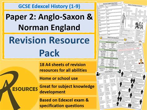 Anglo Saxon And Norman England Revision Resources Pack Gcse History